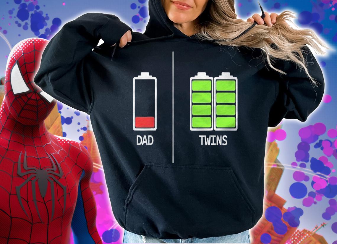 Funny Tired Dad Low Battery Dad Of Twins Gift For Men Daddy T-shirt hoodie
