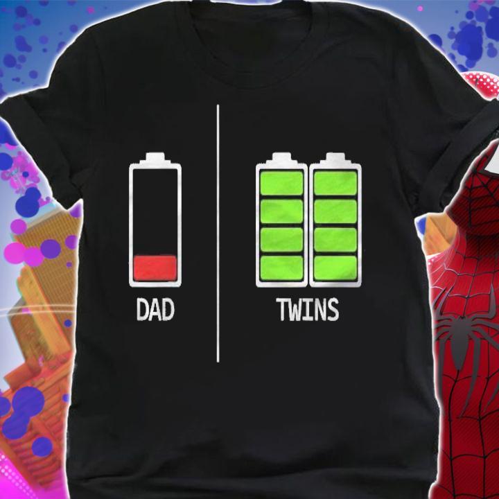 Funny Tired Dad Low Battery Dad Of Twins Gift For Men Daddy T-shirt shirt