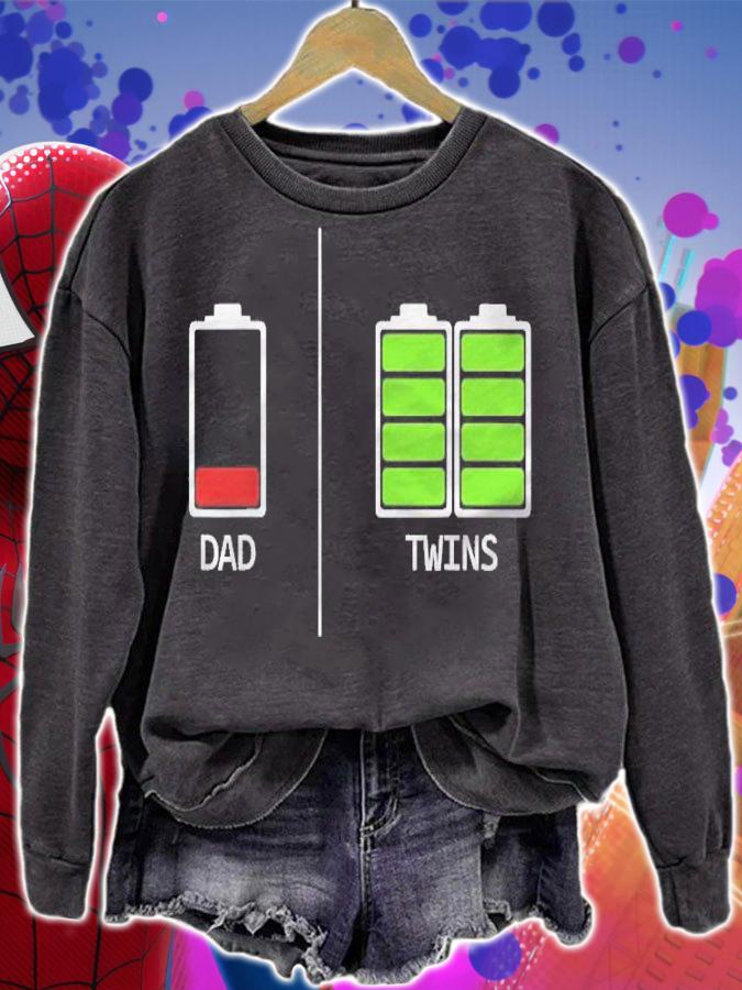 Funny Tired Dad Low Battery Dad Of Twins Gift For Men Daddy T-shirt sweatshirt
