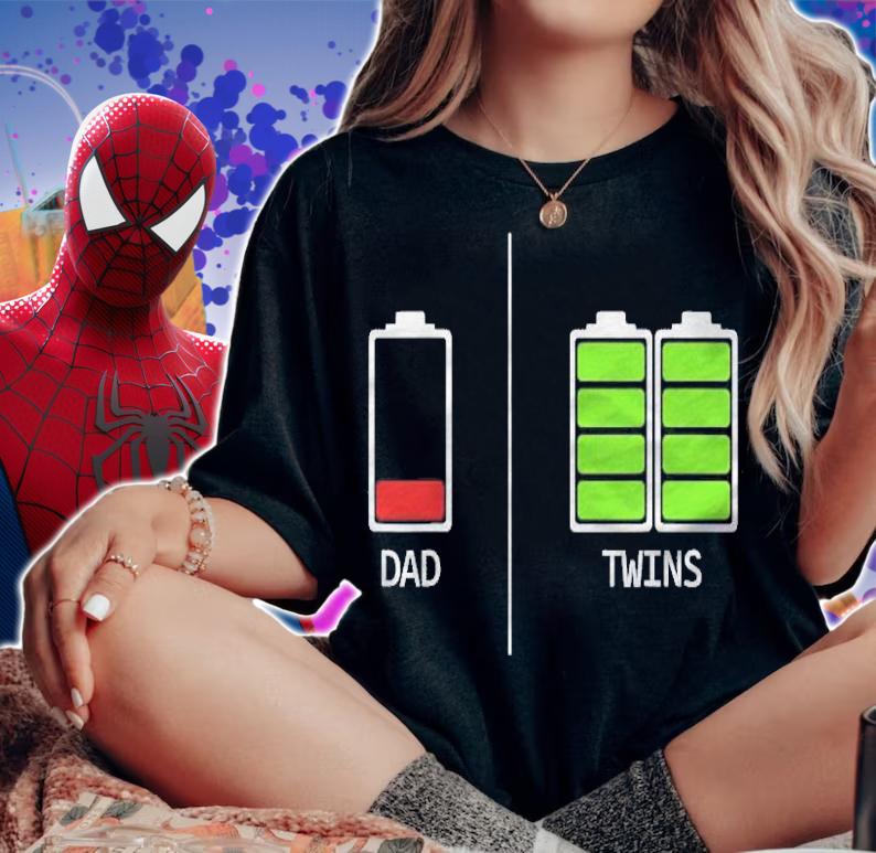 Funny Tired Dad Low Battery Dad Of Twins Gift For Men Daddy T-shirt woman shirt