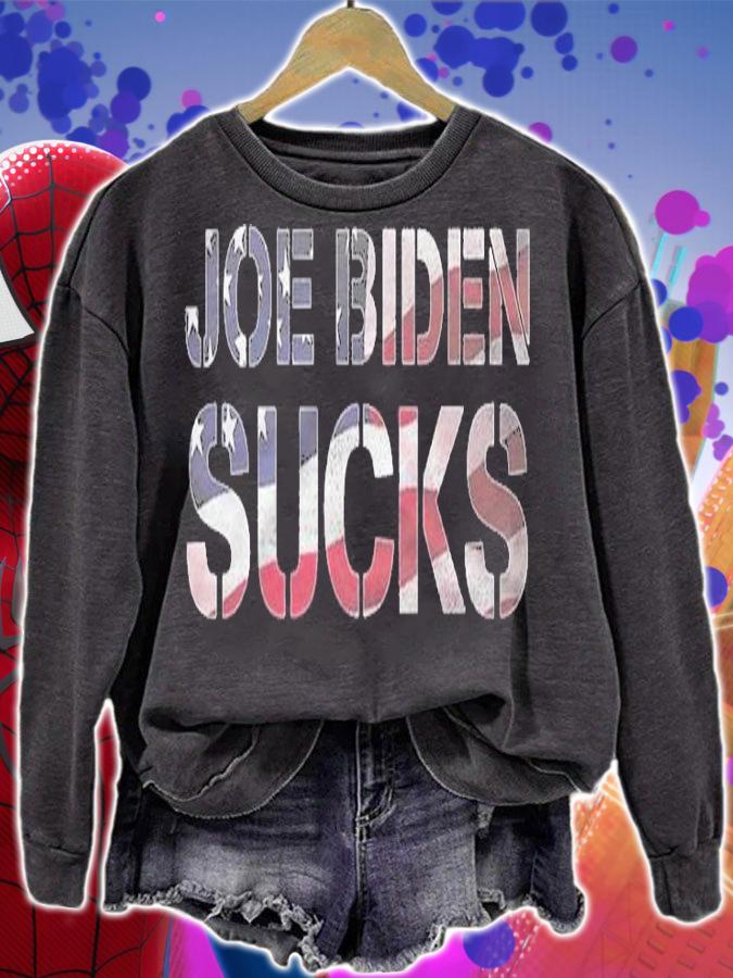 Hot joe Biden Sucks Funny Anti Biden Election American Flag T-Shirt sweatshirt