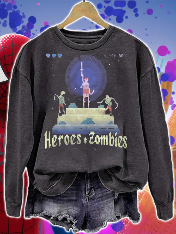 Pixel Arcade Game Heroes Zombies Shirt sweatshirt
