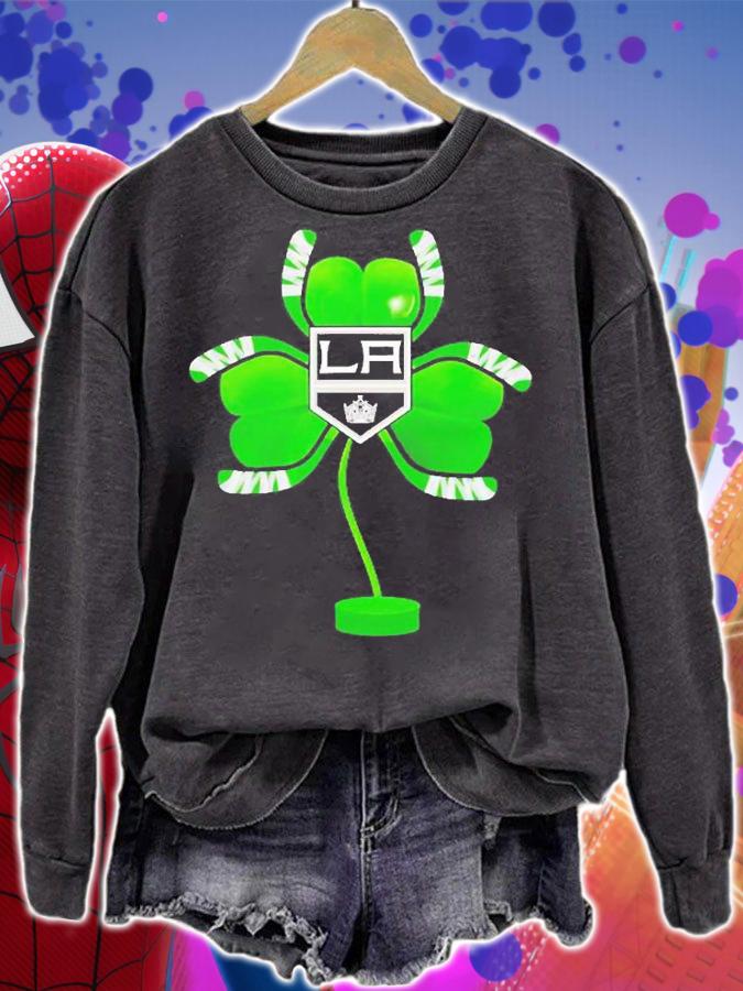 Los Angeles Kings Shamrock Hockey Tree St Patrick's Day T-Shirt sweatshirt