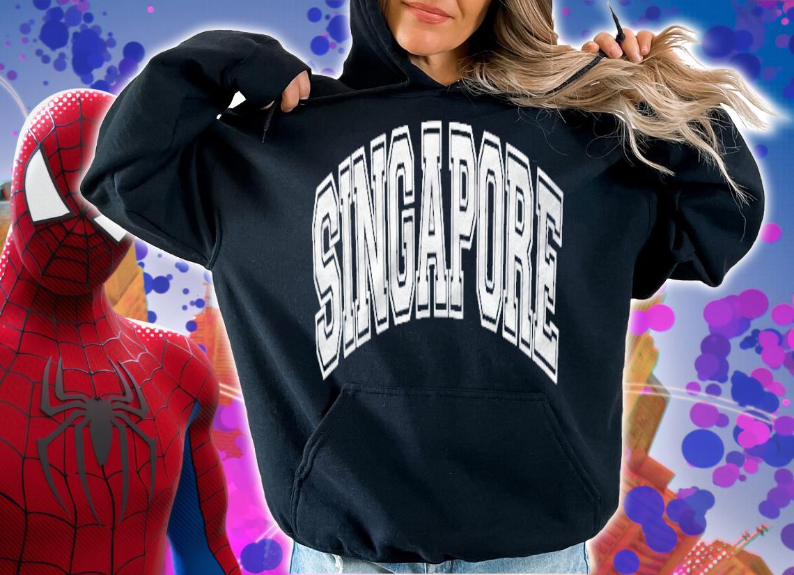 Singapore Varsity Style Pink With White Text Shirt hoodie