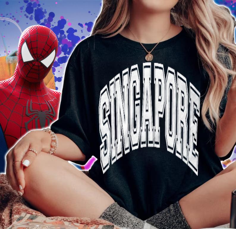 Singapore Varsity Style Pink With White Text Shirt woman shirt