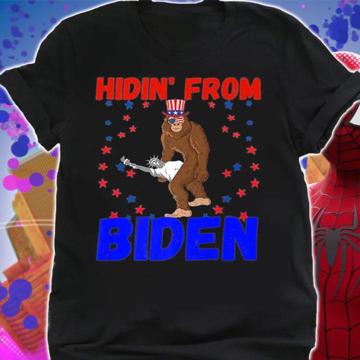 Hidin' From Biden Sasquatch Vintage Bigfoot American T-Shirt shirt