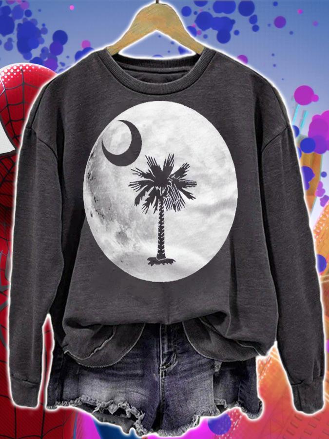 South Carolina Flag Palmetto Tree Moon In Moon Silhouette Shirt sweatshirt