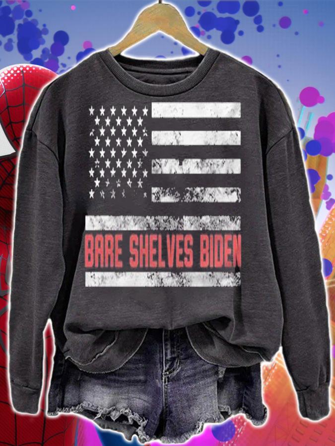 Premium bare Shelves Biden USA Flag Anti Joe Biden T-Shirt sweatshirt