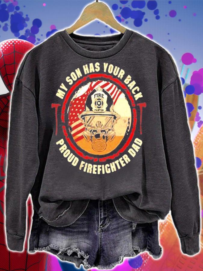 My Son Has Your Back Proud Firefighter Dad Thin Red Line T-Shirt