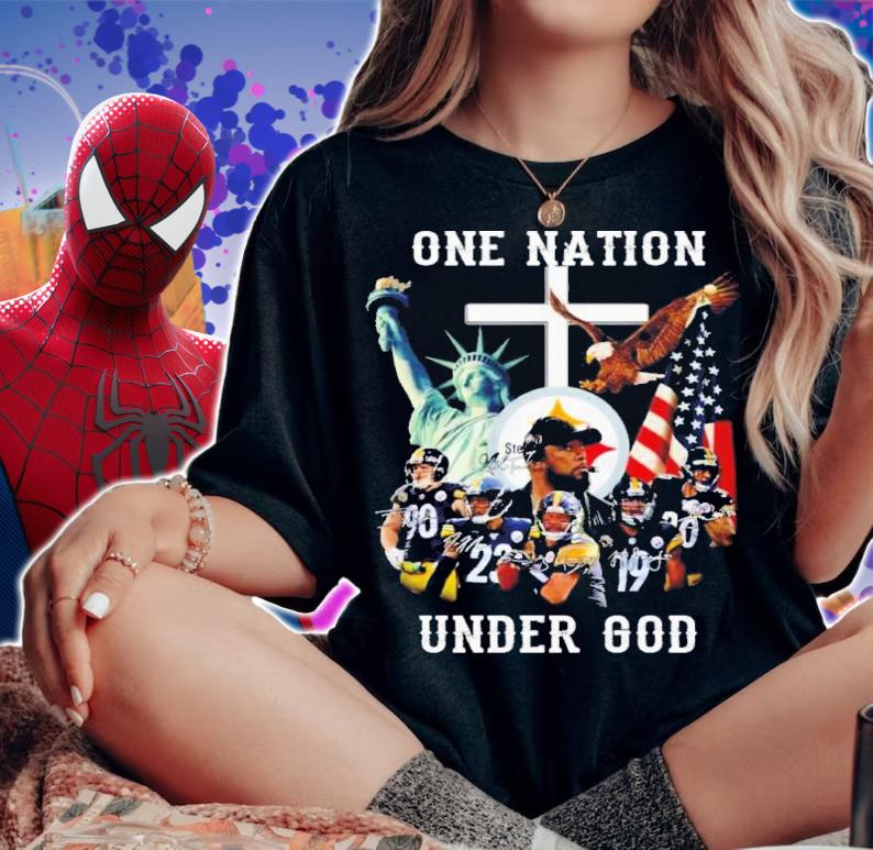 One Nation Under God Pittsburgh Steelers Signatures Shirt woman shirt
