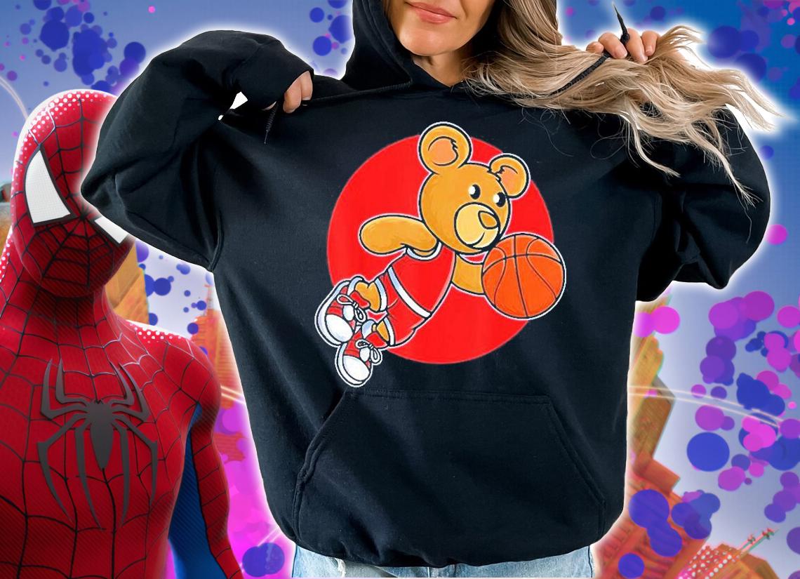 Red Teddy Bear Playing Basketball Sport T-]Shirt hoodie
