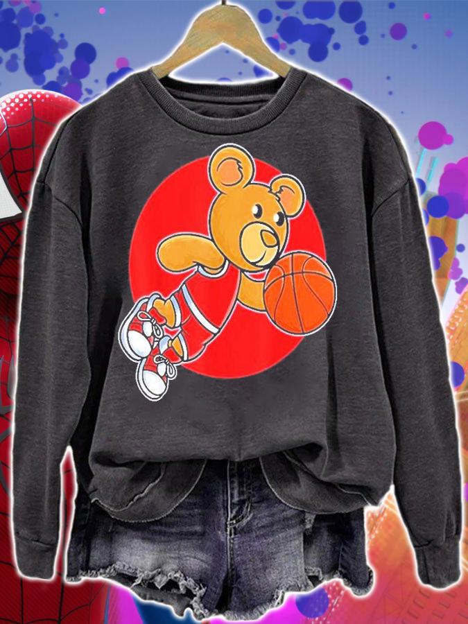 Red Teddy Bear Playing Basketball Sport T-]Shirt sweatshirt