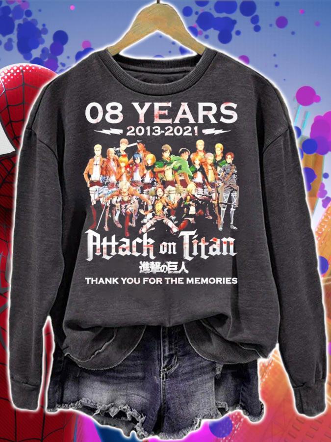 08 years 2013 2021 Attack on Titan thank you for the memories t-shirt sweatshirt
