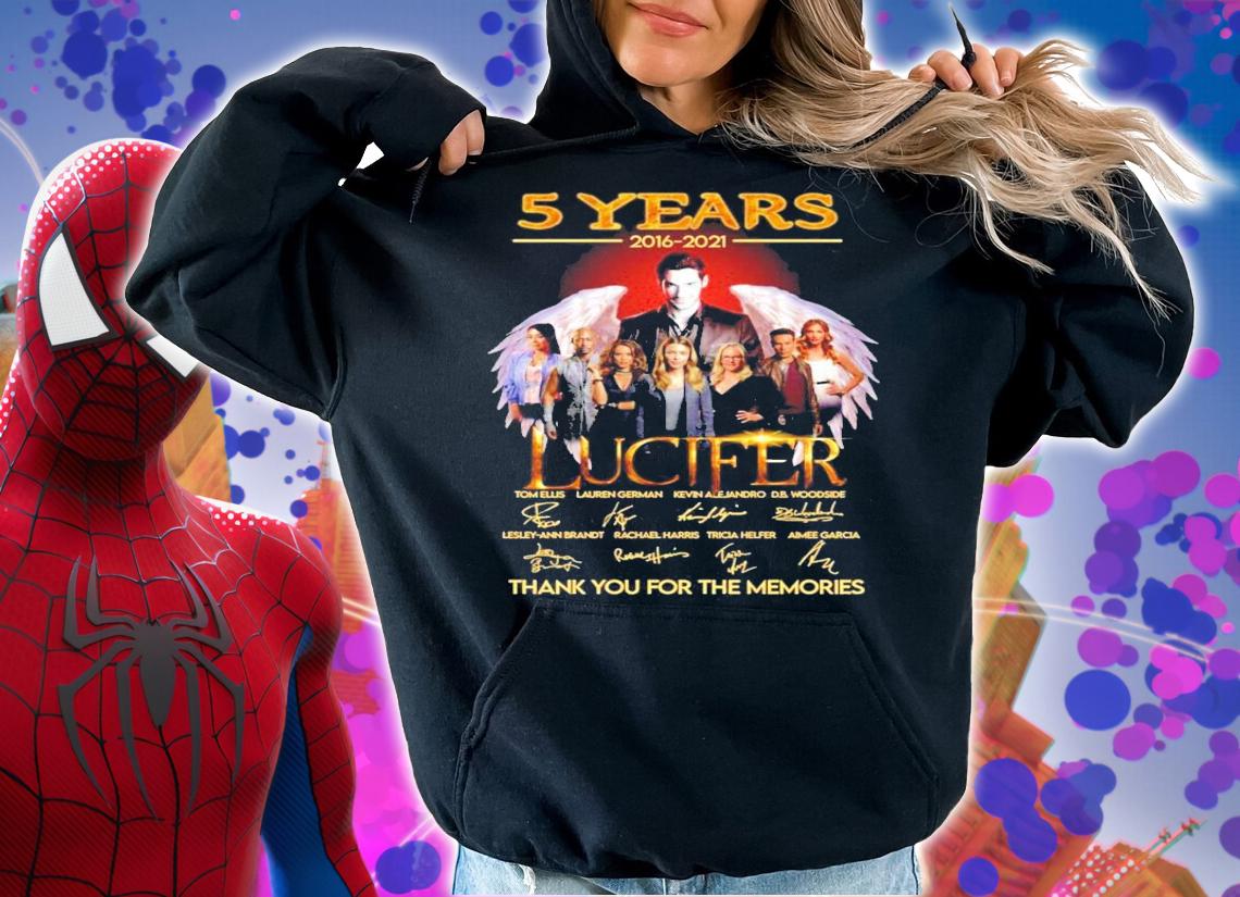 5 years 2016-2021 Lucifer signatures thank you for the memories t-shirt hoodie