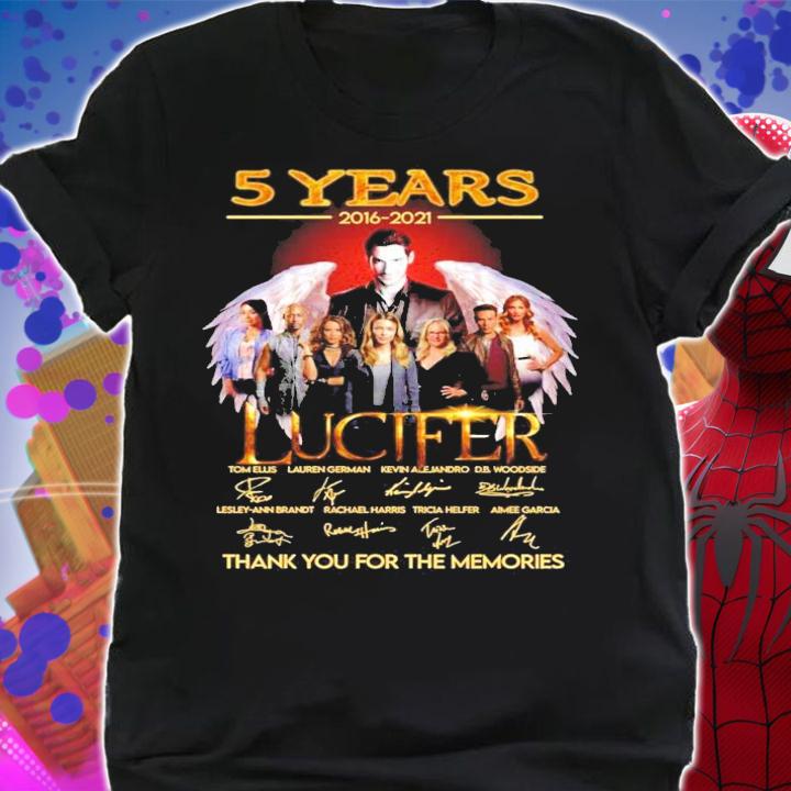 5 years 2016-2021 Lucifer signatures thank you for the memories t-shirt shirt