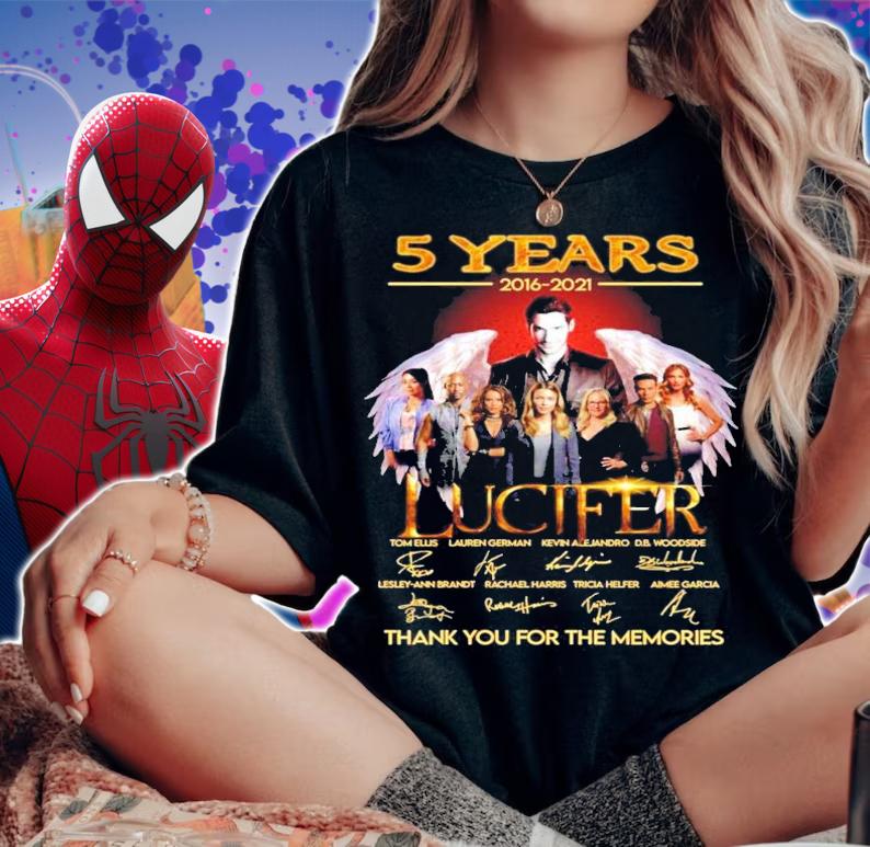 5 years 2016-2021 Lucifer signatures thank you for the memories t-shirt woman shirt