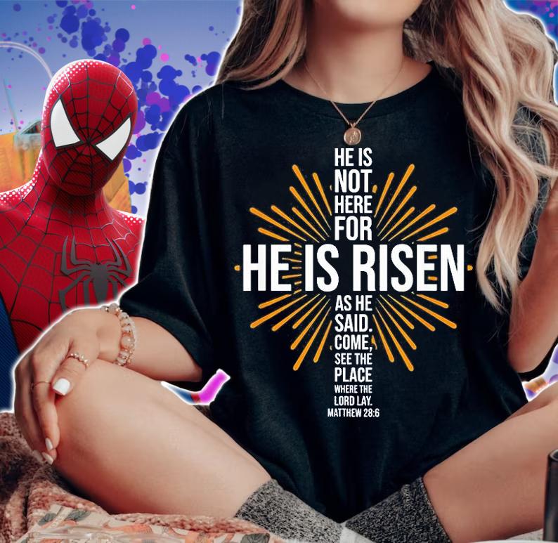 Easter He is Risen Jesus Cross Christian Faith Bible Verse T-Shirt woman shirt
