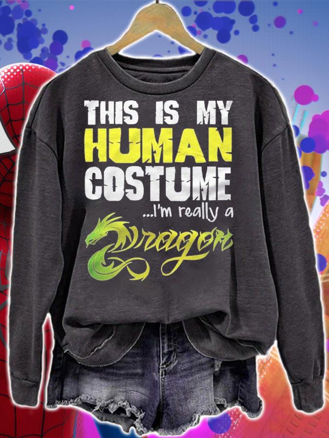 Funny This Is My Human Costume Im Really A Dragon Shirt