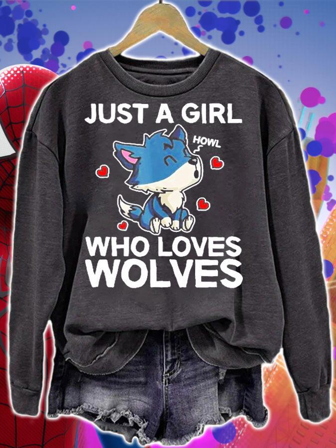 Just A Girl Who Loves Wolves Cute Wolve T-Shirt sweatshirt