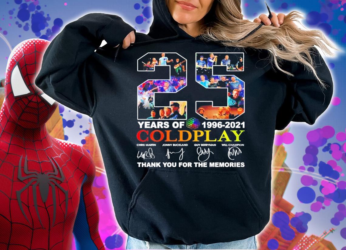 25 years of 1996-2021 Coldplay signatures t-shirt hoodie