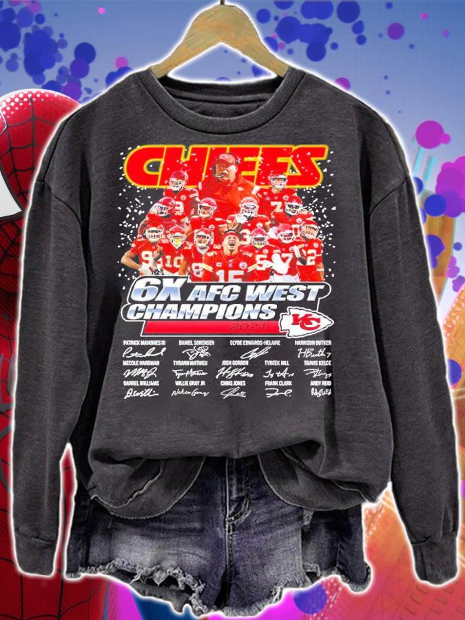Chiefs 6X AFC West Champions 2021 Kansas City Chiefs Signatures Shirt sweatshirt
