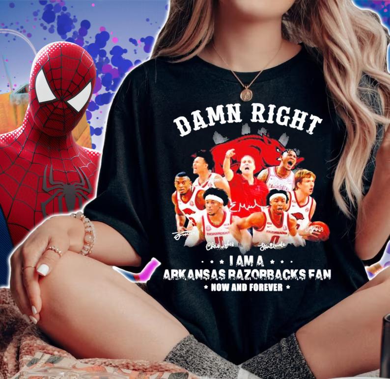 Damn Right I Am A Arkansas Razorbacks Fan Now And Forever Signatures Shirt woman shirt