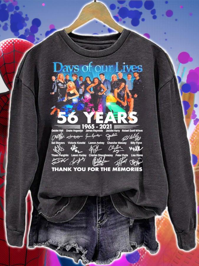 Days Of Our Lives 56 Years 1965-2021 Signatures Thank You For The Memories Shirt