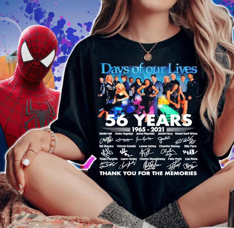 Days Of Our Lives 56 Years 1965-2021 Signatures Thank You For The Memories Shirt