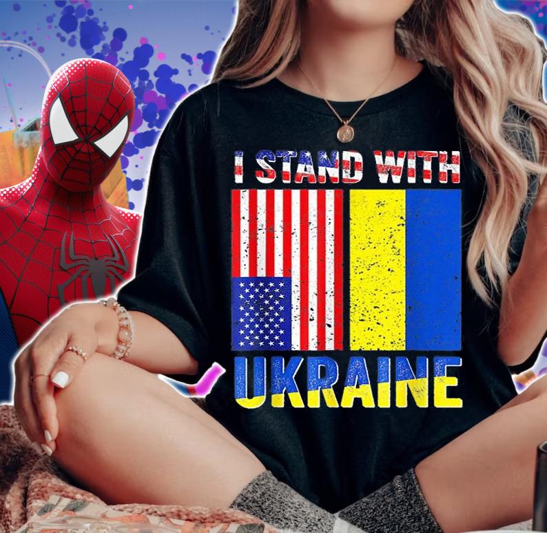 I Stand With Ukraine Support Ukrainian American T-Shirt woman shirt