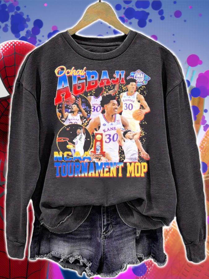 Kansas Jayhawks Ochai Agbaji MVP NCAA Tournament Mop Shirt sweatshirt