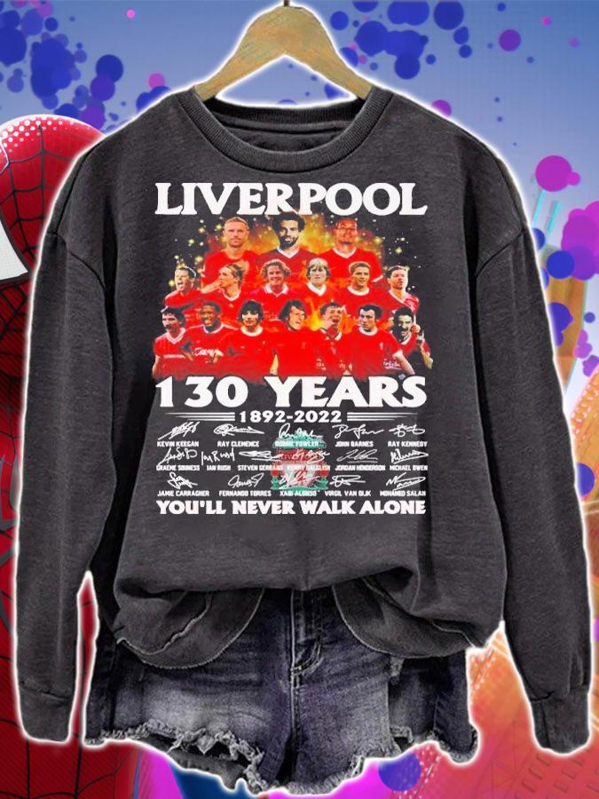 Liverpool 130 years 1892-2022 signatures shirt sweatshirt