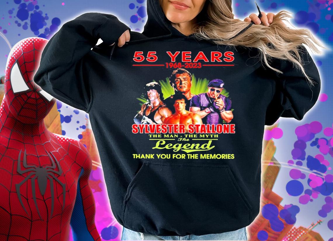 Official 55 Years 1968-2023 Sylvester Stallone The Man The Myth The Legend Thank You For The Memories Shirt hoodie