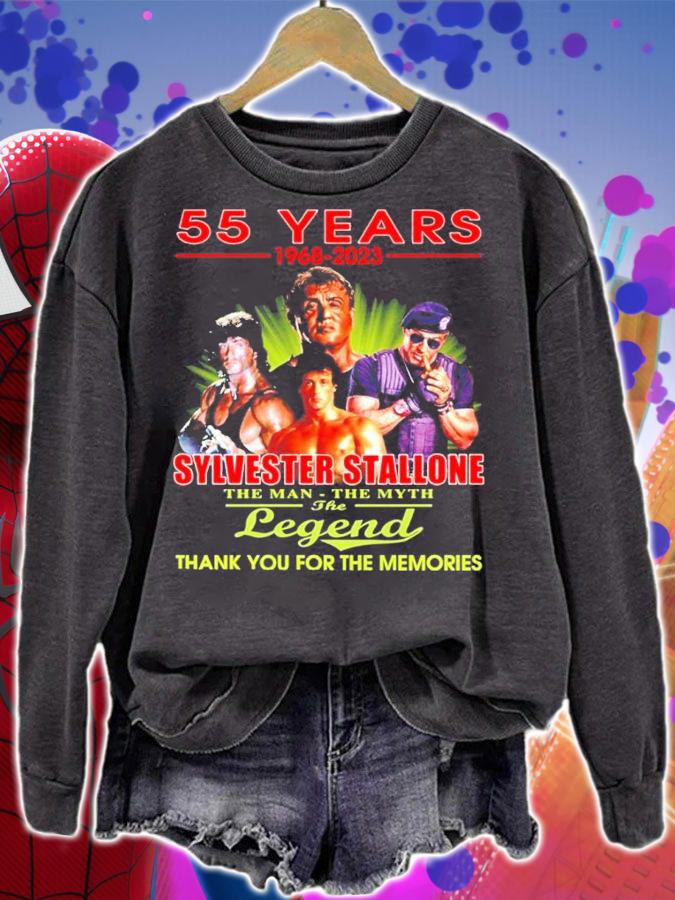 Official 55 Years 1968-2023 Sylvester Stallone The Man The Myth The Legend Thank You For The Memories Shirt sweatshirt