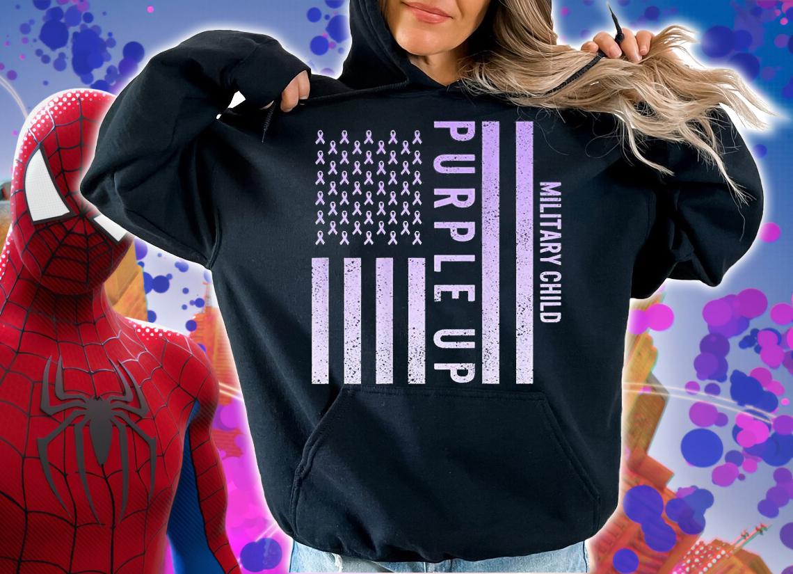 Purple Up Military Child Month US Flag T-Shirt hoodie