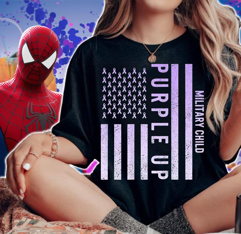 Purple Up Military Child Month US Flag T-Shirt woman shirt
