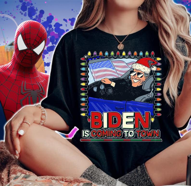 Santa Biden Is Coming To Town Christmas Funny Joe Biden T-Shirt woman shirt