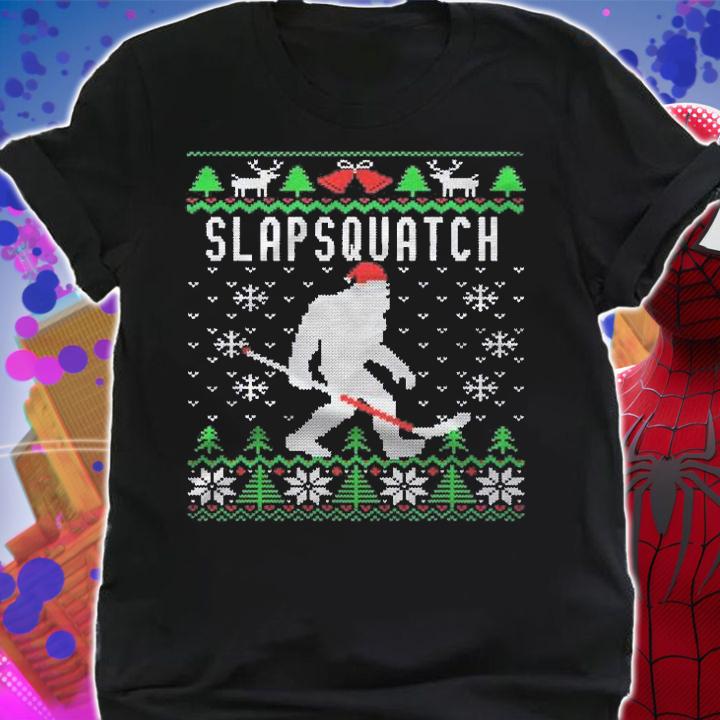 Slapsquatch Ugly Christmas Hockey Sasquatch Bigfoot Shirt shirt
