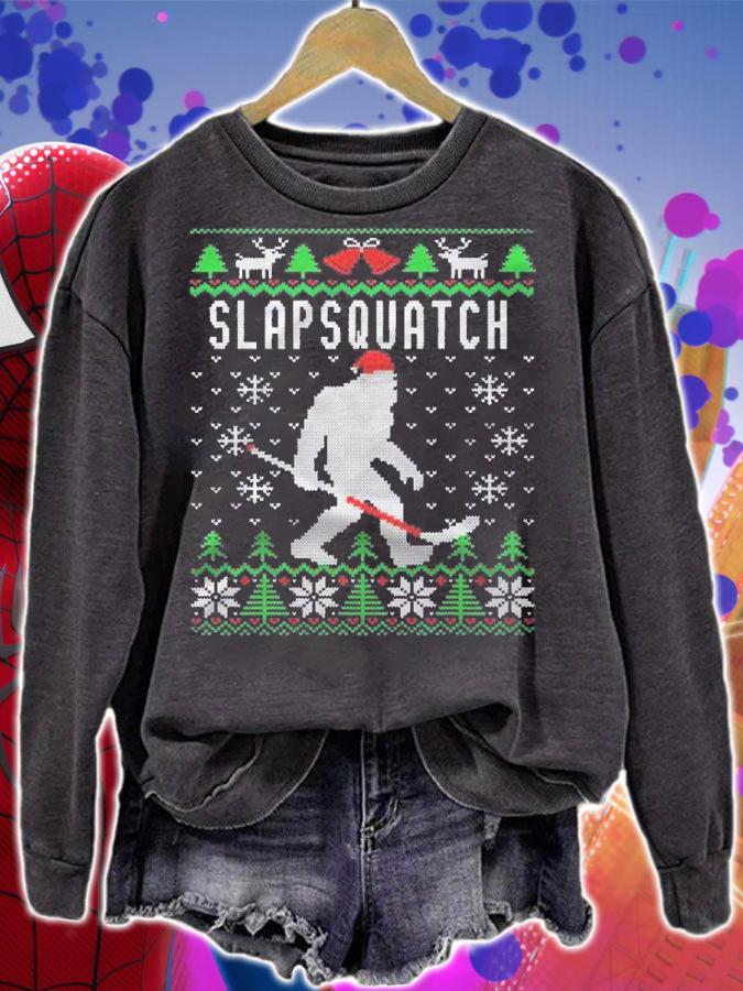 Slapsquatch Ugly Christmas Hockey Sasquatch Bigfoot Shirt sweatshirt