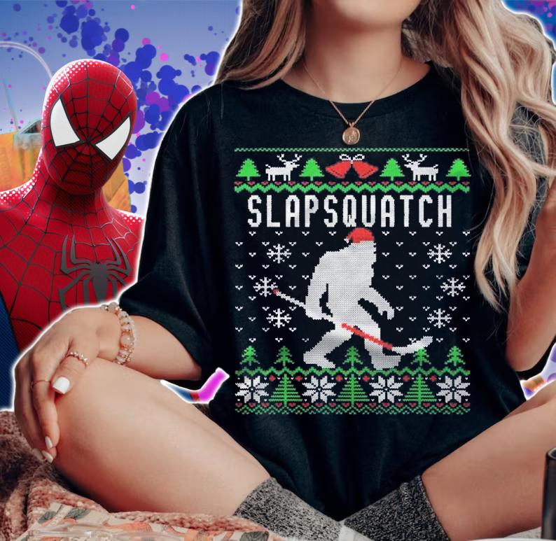 Slapsquatch Ugly Christmas Hockey Sasquatch Bigfoot Shirt woman shirt