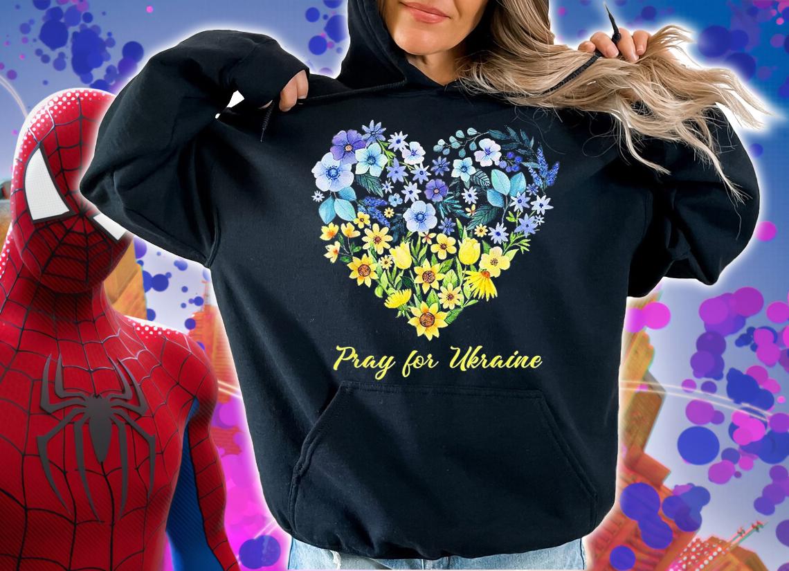 Sunflower Wildflower Blue And Yellow Floral Ukraine Heart T-Shirt hoodie