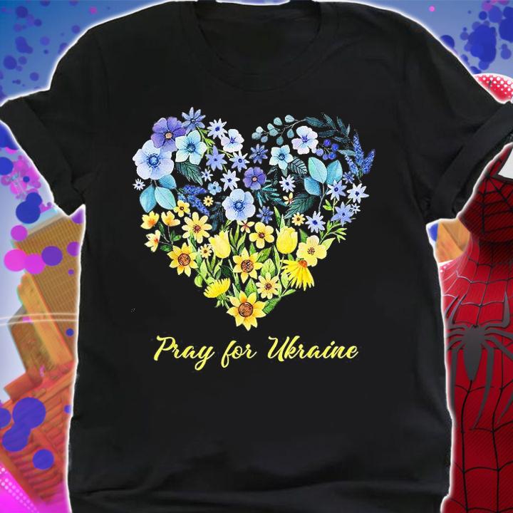 Sunflower Wildflower Blue And Yellow Floral Ukraine Heart T-Shirt shirt
