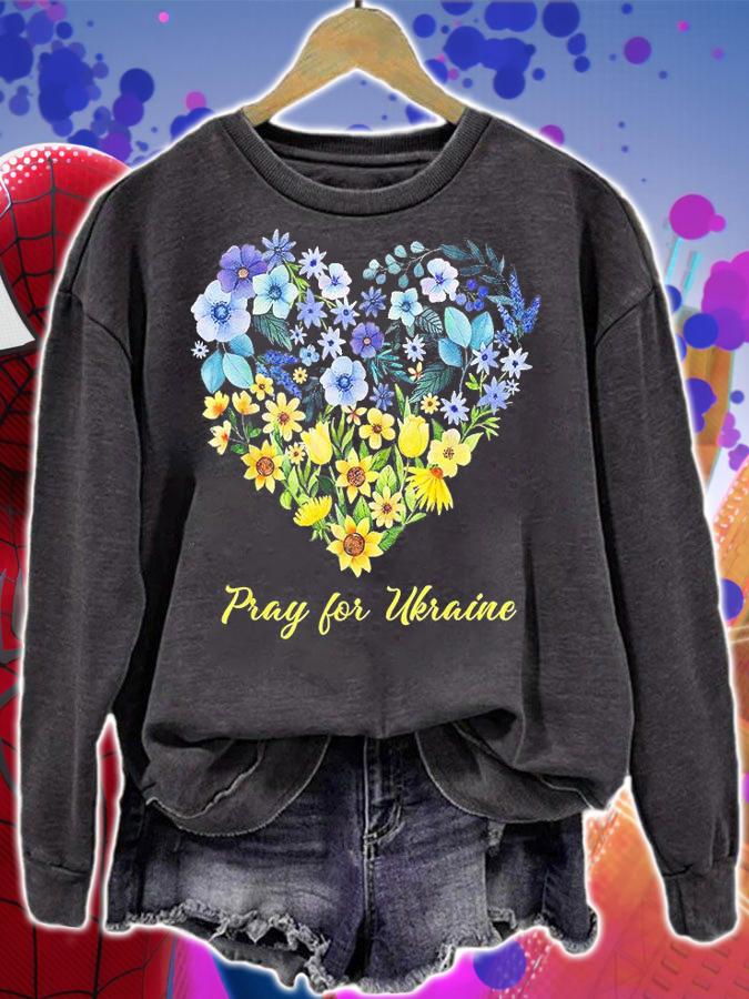 Sunflower Wildflower Blue And Yellow Floral Ukraine Heart T-Shirt sweatshirt