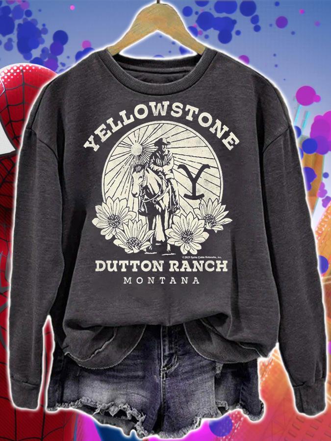Yellowstone Dutton Ranch Solo Horseback Rider Logo T-Shirt