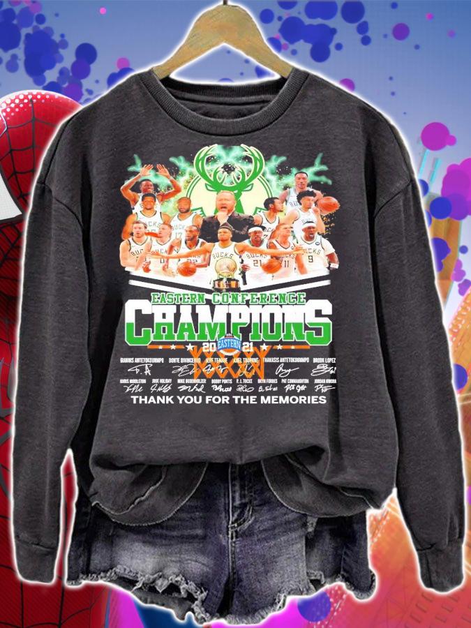 Milwaukee Bucks Eastern Conference Champions 2021 signatures men's shirt