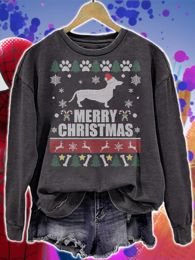 Ugly Christmas Sweater Dachshund Dog T-shirt