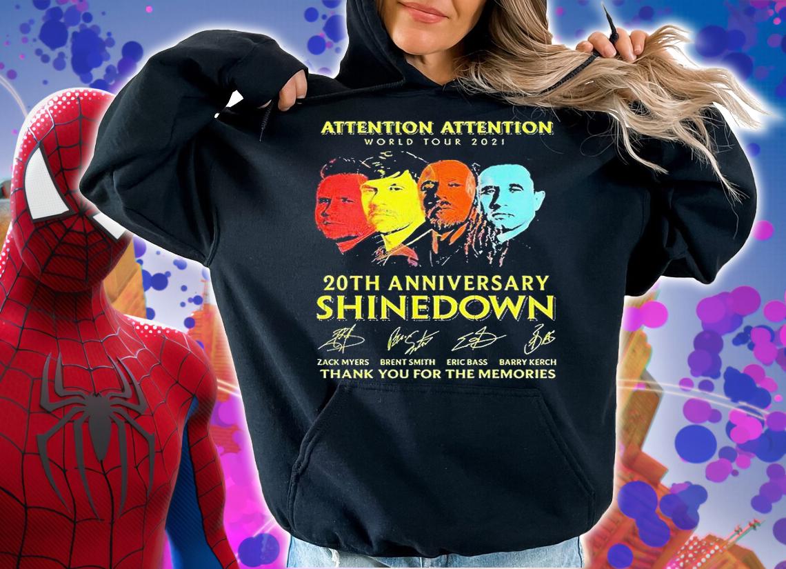 Shinedown Attention Attention World Tour 2021 20th Anniversary Thank You For The Memories signatures T-shirt hoodie
