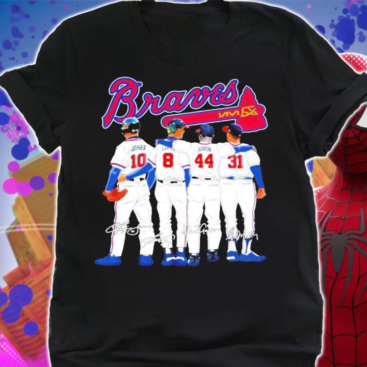 Atlanta Braves Chipper Joness Javy Lopez Hank Aarons and Greg Maddux signatures shirt