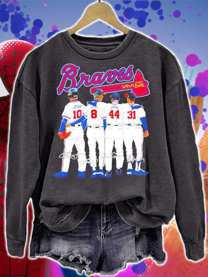 Atlanta Braves Chipper Joness Javy Lopez Hank Aarons and Greg Maddux signatures shirt