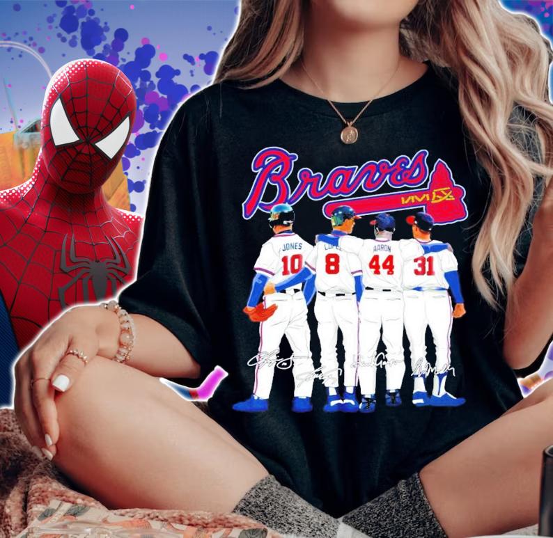 Atlanta Braves Chipper Joness Javy Lopez Hank Aarons and Greg Maddux signatures shirt