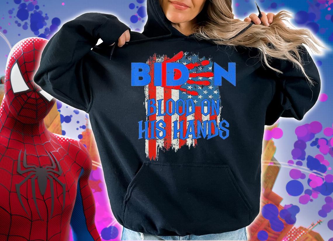 Biden Blood On His Hands USA Flag Vintage Biden Handprint T-Shirt hoodie